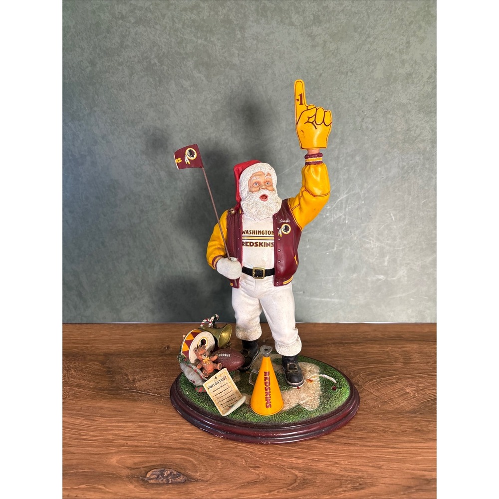 Vintage 2000 Danbury Mint Washington Redskins Santa Figurine NFL Football Decor